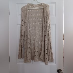Debbie Morgan Beige Open Knit Cardigan